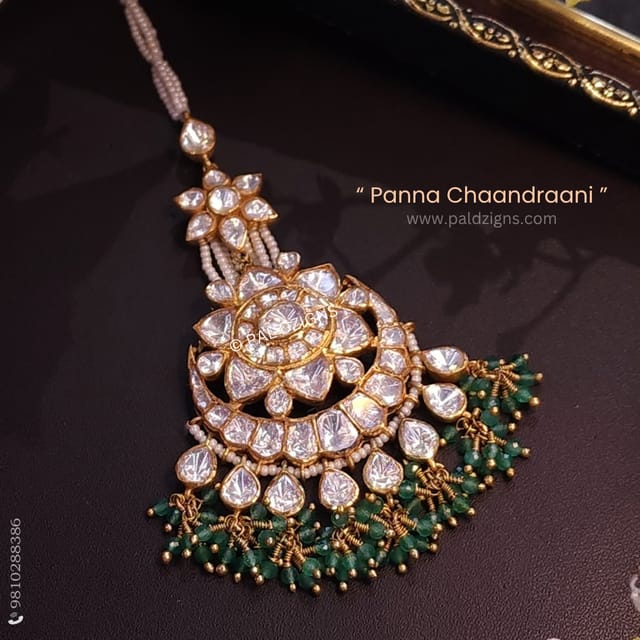 Panna Chaandraani Moissanite Polki Maangtikka