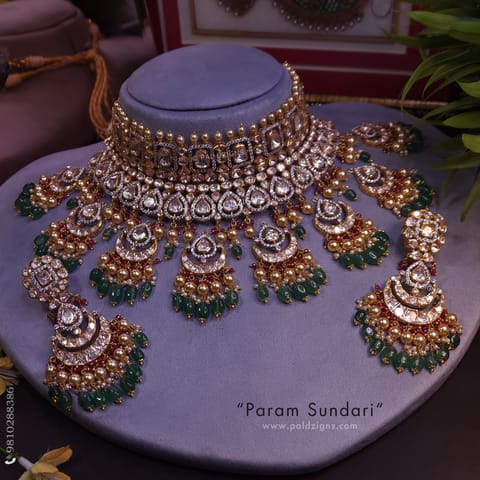 Param Sundari Detachable Moissanite Polki Necklace Set