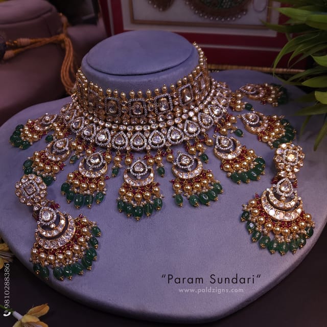 Param Sundari Detachable Moissanite Polki Necklace Set