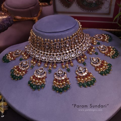Param Sundari Detachable Moissanite Polki Necklace Param Sundari Detachable Moissanite Polki Necklace