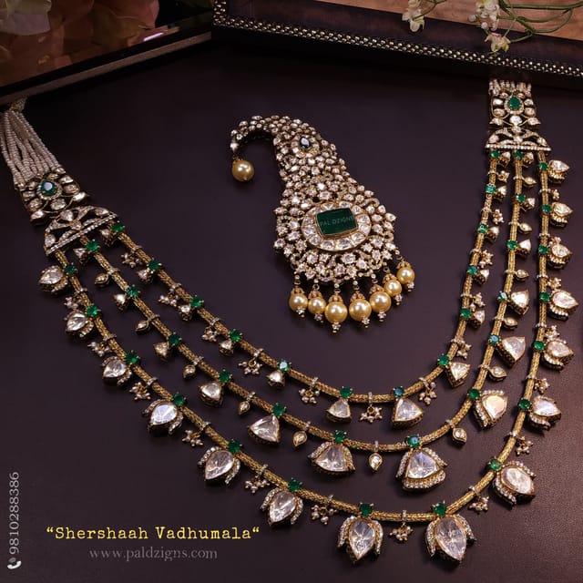 Shershaah Vadhumala Moissanite Polki Kalgi And Necklace Combo