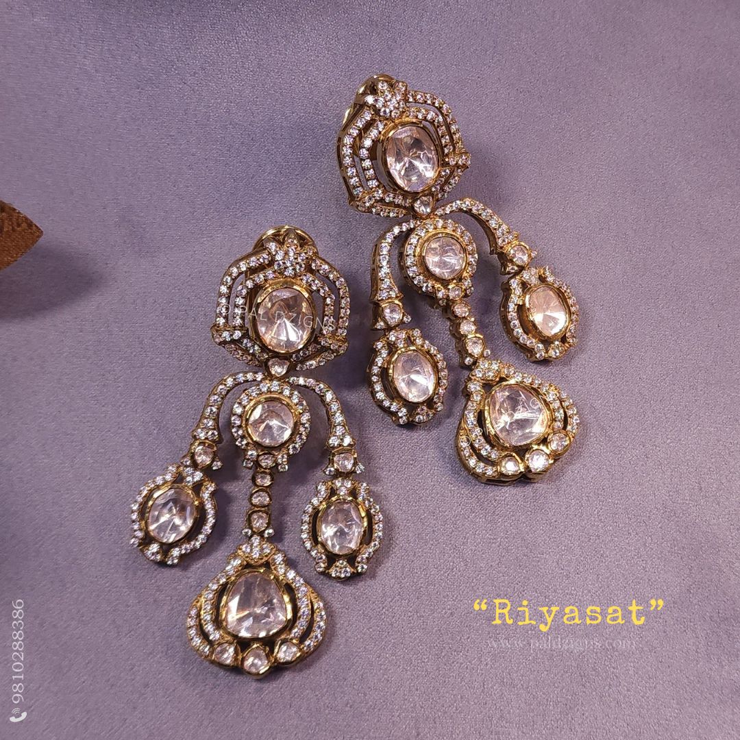 Riyasat Moissanite Polki Earrings