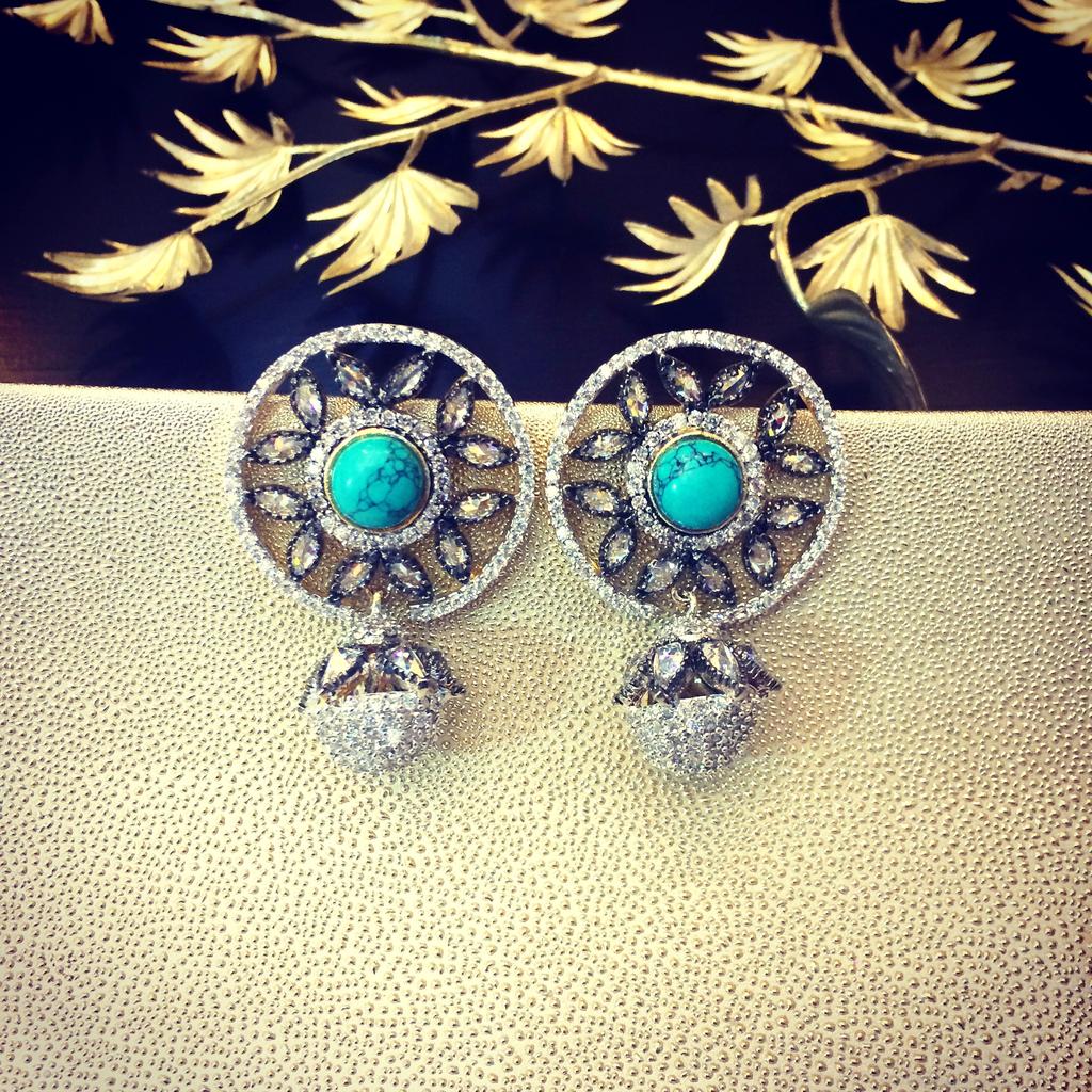 Ferozi Flower Antique Earings